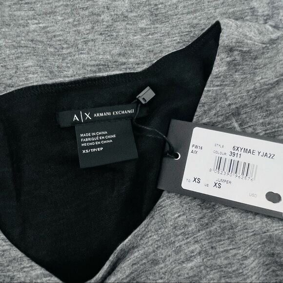 Armani Exchange Shirt Womens XS Pieced Two-Layer Wool Jersey Short Sleeve NWT - Picture 8 of 10